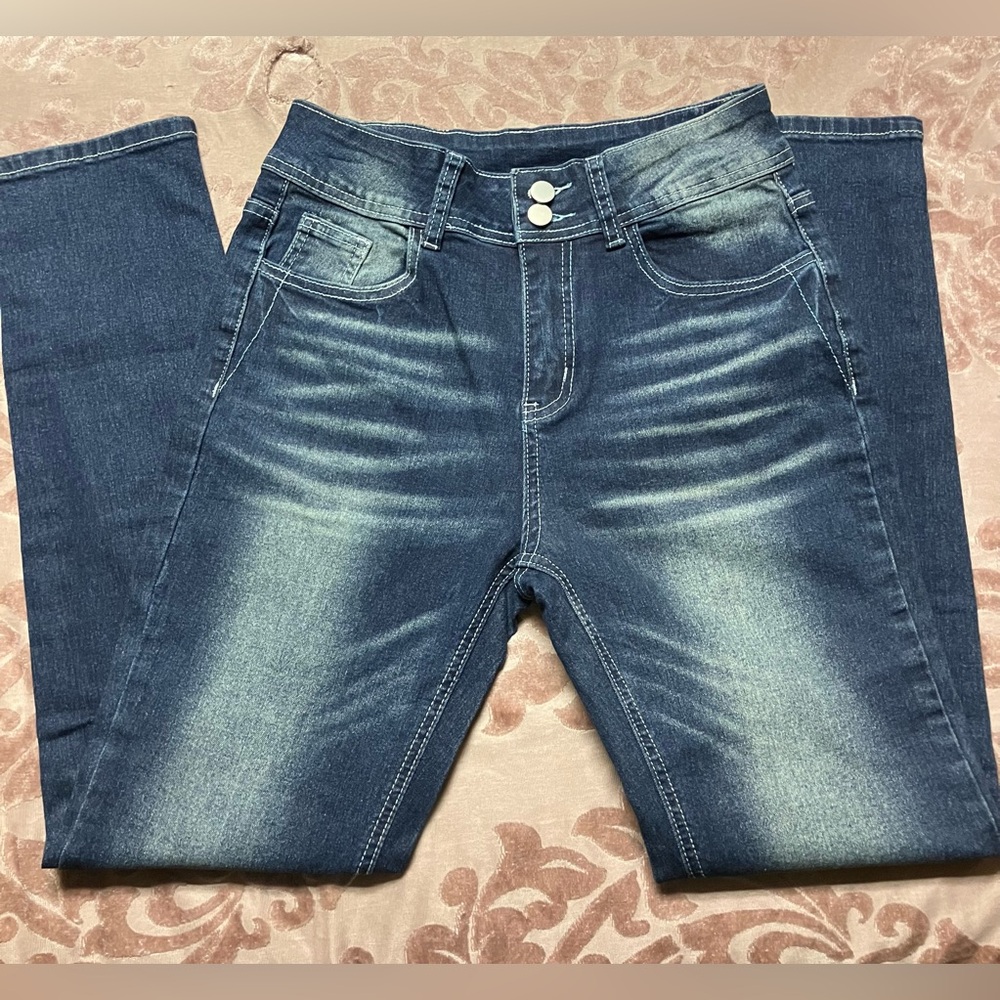 Dark Blue Washed Jeans - Classic Slim Fit